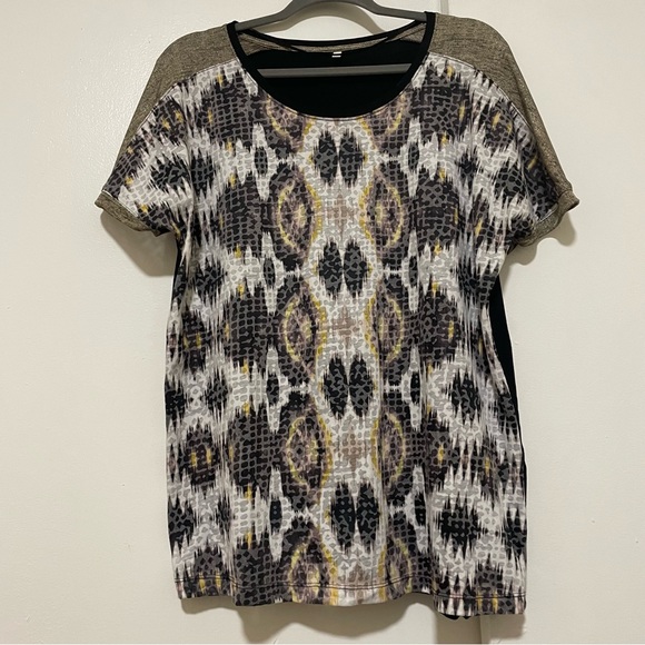 Vince Tops - Cavita  Gold Black Yellow Brown White Cotton Short Sleeve T-Shirt Size L